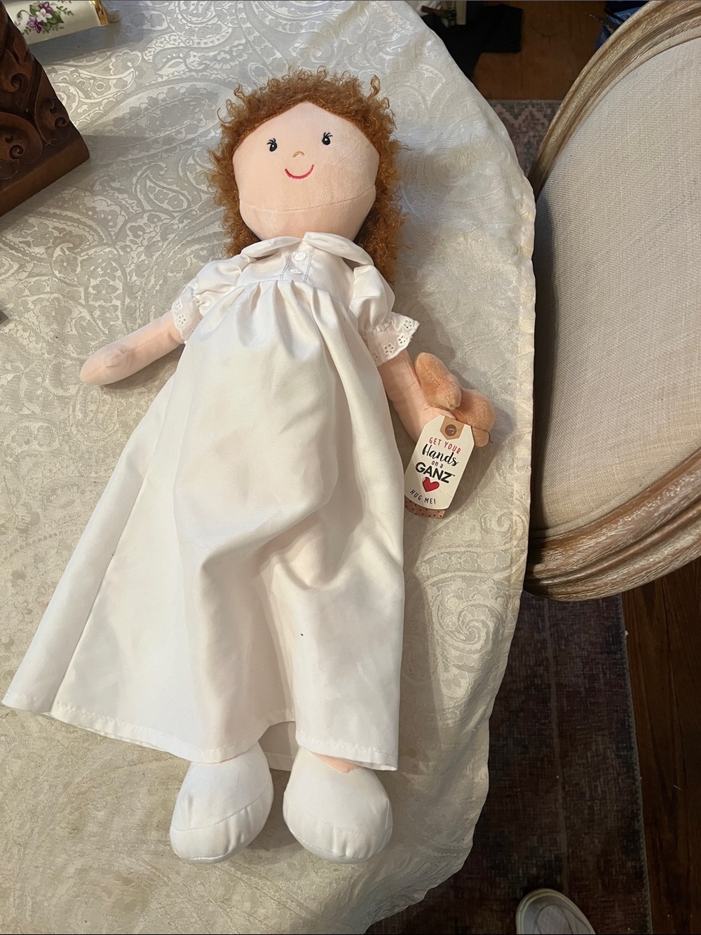 GANZ White Girls' Heirloom-Style Doll Dress Victoria EUC